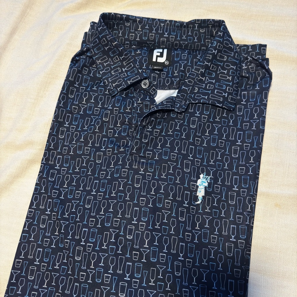 FootJoy Navy Blue Polo with Glass Design